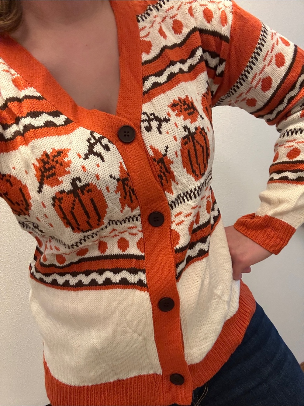 Autumn Pumpkin Knit Cardigan Sweater - Women